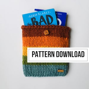 Knitting Pattern: Striped Book/iPad Sleeve with Button (PDF Pattern)