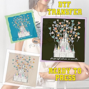 Mickey Balloons DTF: Disney Magical Castle Dtf Ready To Press, Happiest Place On Earth DTF, Disney Castle DTF Transfer, Magic Castle Dtf