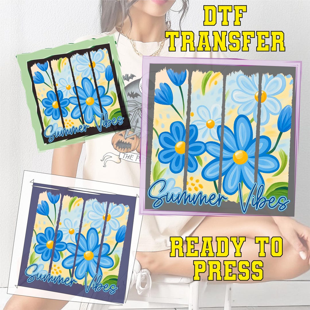 Floral Summer Vibes DTF Print: Ready to Press Heat Transfer - Etsy