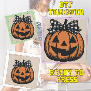 Coquette Fall DTF Print: Pumpkin Bow Heat Transfer