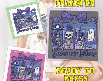 Summerween Ghost DTF: Skeleton Beach Vibes Ready to Press
