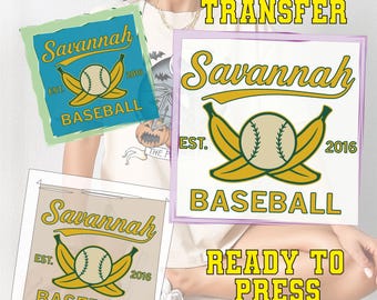 Retro Savannah Baseball DTF Print: Banana Fan Gift Heat Transfer