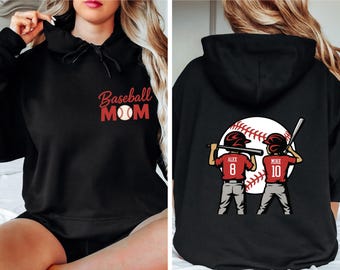 Personalized Baseball Mom Hoodie: Baseball Two Player