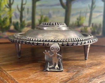 Sterling Silver Alien and his Spaceship