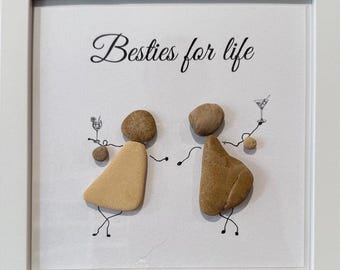 "Besties for Life" Friendship Picture with Stones - Best Friend Gift