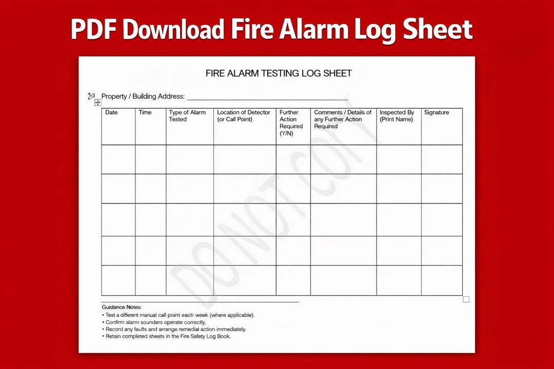 Fire Alarm Testing Log Sheet, Smoke and Heat Detector Test, Fire Safety ...