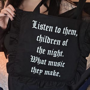 Gothic Tote Bag Dracula Quote Ruffle Tote image 1