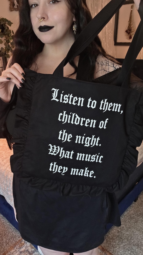 Gothic Tote Bag Dracula Quote Ruffle Tote