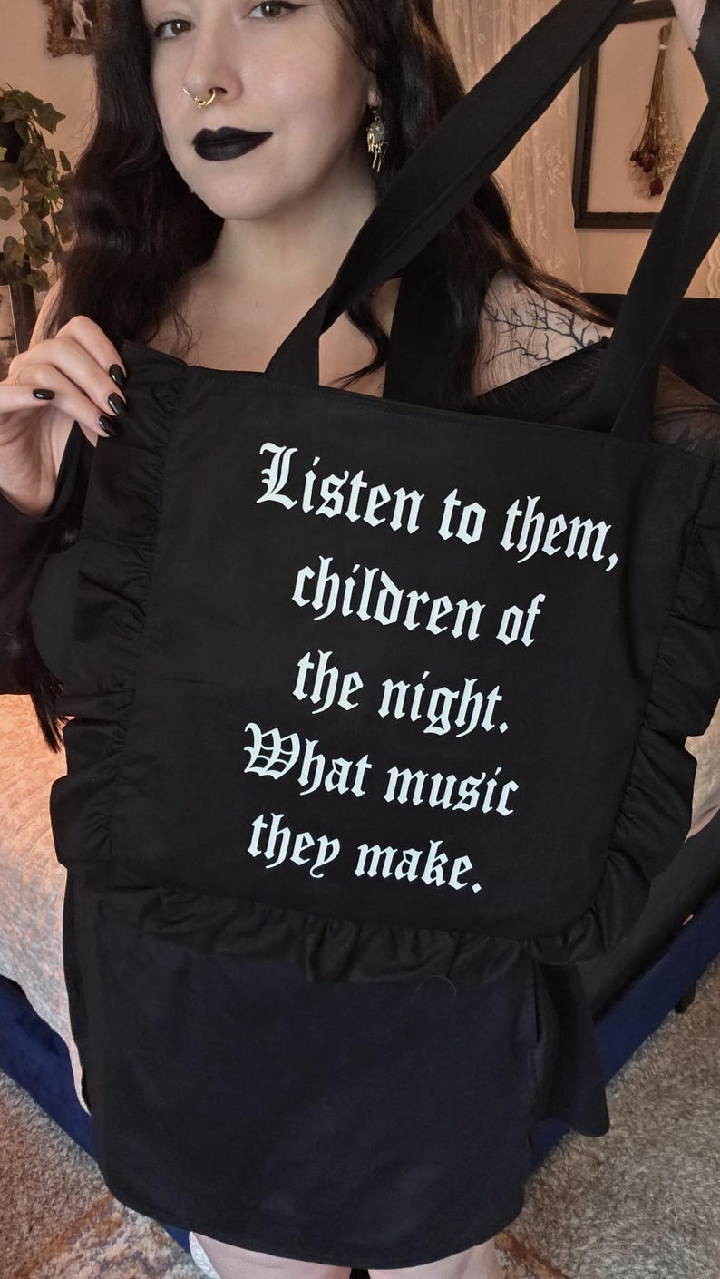 Gothic Tote Bag Dracula Quote Ruffle Tote image 1
