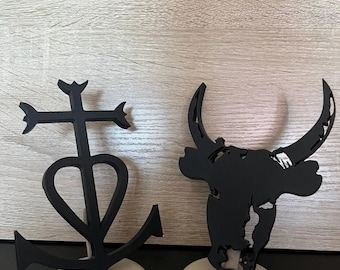 "Spirit of the Camargue" Pack - 3D Cross and Bull's Head - Complete Minimalist Collection - Handmade Designer Figurines - Free Shipping
