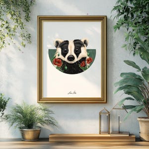 Impresión de Tejón entre las Amapolas - Impresión artística lustre - Retrato