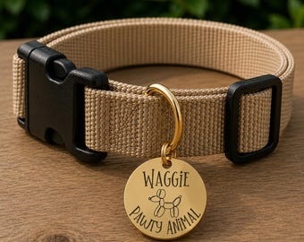 Pawty Animal Custom Engraved Stainless Steel Dog ID Tag | Personalized Pet Tag | Name Address Tag for Dog Collar | Customizable Dog Tag