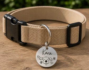Heart Puppy Custom Engraved Stainless Steel Dog ID Tag | Personalized Pet Tag | Name Address Tag for Dog Collar | Customizable Dog Tag