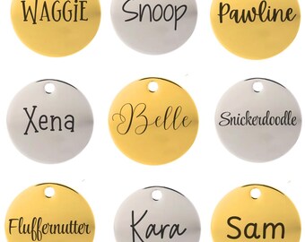 Custom Engraved Dog ID Name Tag | Personalized Pet Tag | Name Address Tag for Dog Collar | Customizable Dog Tag | Choose Your Font