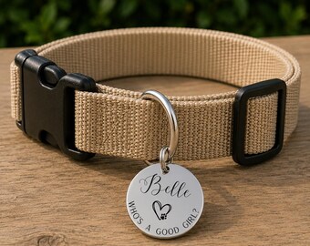 Good Girl Custom Engraved Stainless Steel Dog ID Tag | Personalized Pet Tag | Name Address Tag for Dog Collar | Customizable Dog Tag