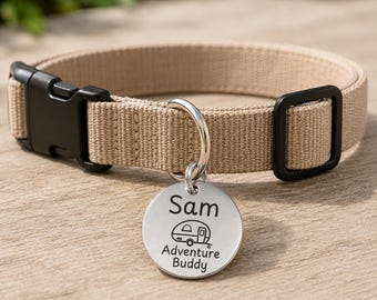 Adventure Buddy Custom Engraved Stainless Steel Dog ID Tag | Personalized Pet Tag | Name Address Tag for Dog Collar | Customizable Dog Tag