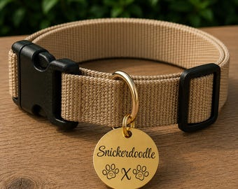 XOXO Pawprint Custom Engraved Stainless Steel Dog ID Tag | Personalized Pet Tag | Name Address Tag for Dog Collar | Customizable Dog Tag