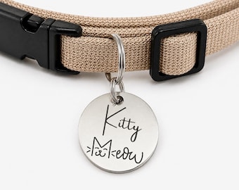 Chatty Kitty Custom Engraved Stainless Steel Pet ID Tag | Personalized Cat ID Tag | Customizable Engraved Name Address Tag for Cat Collar