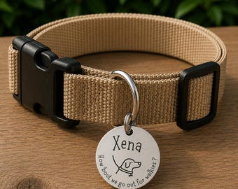Walkies Custom Engraved Stainless Steel Dog ID Tag | Personalized Pet Tag | Name Address Tag for Dog Collar | Customizable Dog Tag