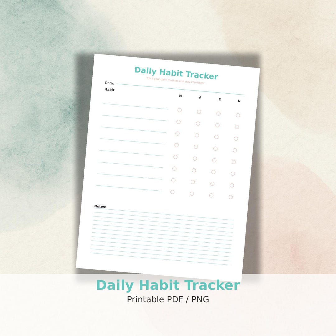 Minimalist Daily Habit Tracker Printable: Productivity & Wellness (PDF ...