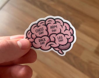Gym Bro Brain Sticker: Funny Fitness, Powerlifting, Bodybuilding