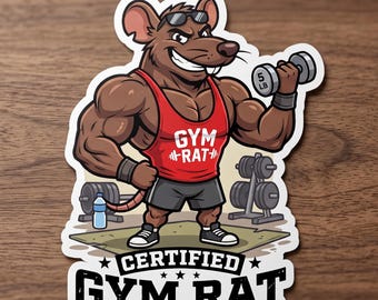 Certified Gym Rat Sticker | Funny Gym Bro Vinyl Decal | Weightlifting Sticker
