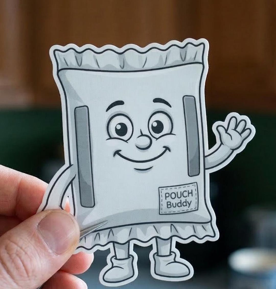 Pouch Buddy Sticker | Nicotine Pouch Character Decal, Waterproof Laptop ...