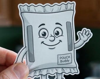Pouch Buddy Sticker | Nicotine Pouch Character Decal, Waterproof Laptop Item