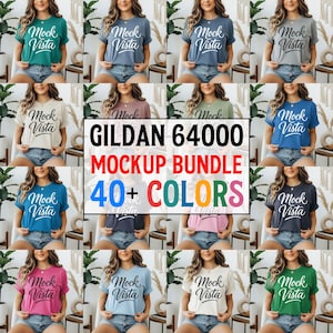 Gildan 64000 T-Shirt Mockup Bundle | Hochwertige JPG Mockups (Digitaler Download)