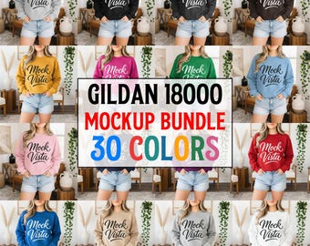 Gildan 18000 Sweatshirt Mockup | 30 Color Options (Instant Download)