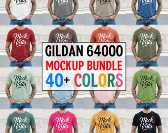 40+ Gildan 64000 T-Shirt Mockup Bundle | Male Model JPG (Digital Download)