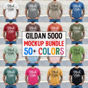 Más de 50 maquetas de camisetas Gildan 5000 / Modelo masculino, algodón ultrafino (descarga digital)