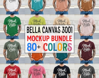 80+ Bella Canvas 3001 T-Shirt Mockup Bundle | Male Model (Digital Download)