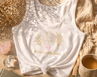 Helig Geometri Crop Top – Spirituell, figurnära yogatopp | RootedinHarmonī