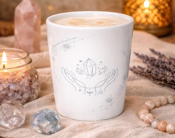 Celestial Hands kristall latte-mugg, glansig keramisk kaffekopp
