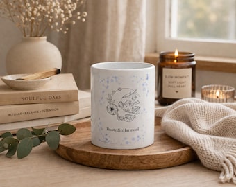 Celestial Floral Mugg – Nyckfull Andlig Kaffekopp | RootedinHarmonī
