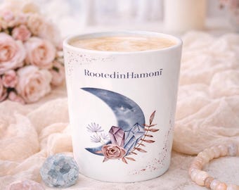 Celestial Moon Crystal Latte-mugg – Glansig keramisk kaffekopp