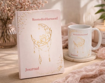 Celestial Moon Journal – Lotus andlig skrivanteckningsbok | RootedinHarmonī