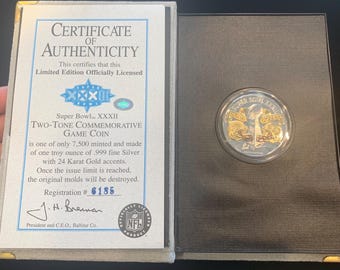 Limited Edition Super Bowl XXXII Two Tone Commerative Game Coin