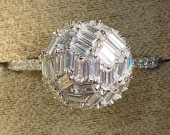 JTV Rhodium Over Sterling Silver Bella Luce White Diamond Similant Ring.