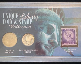 Unique Liberty Coin and Stamp Collection Coin Set