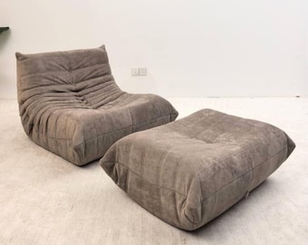 Customizable Suede sofa & ottoman