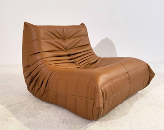 Specialdesignad soffa + fotpall i äkta läder – Handgjord