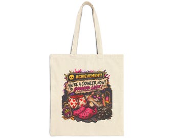 LitRPG Tote Bag, Dungeon Crawler Carl Inspired Fan Gift, Gamelit Reader Bag, Bookish Canvas Tote, Cat Sidekick Book Lover Gift