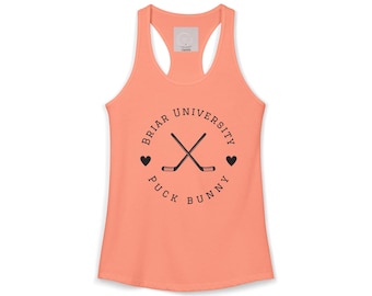 Briar University Puck Bunny Racerback Tank Top | Hockey Girl Tank | College Hockey Fan Shirt | Womens Graphic Tank | Gift for Hockey Fans