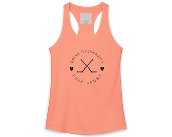 Camiseta sin mangas estilo racerback de la Universidad Briar Puck Bunny / Camiseta sin mangas para chicas aficionadas al hockey / Camiseta para fans del hockey universitario / Camiseta sin mangas estampada para mujer / Regalo para fans del hockey