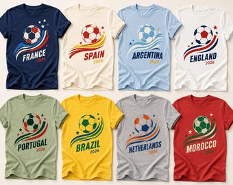 Camiseta vintage del torneo de fútbol 2026, camiseta de regalo para el día del partido de fútbol, camiseta internacional para aficionados al fútbol de EE. UU., colores retro deportivos cómodos unisex