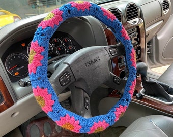 Floral Steering Wheel Crochet Cover  Cozy steering wheel car accessories PATTERN ONLY