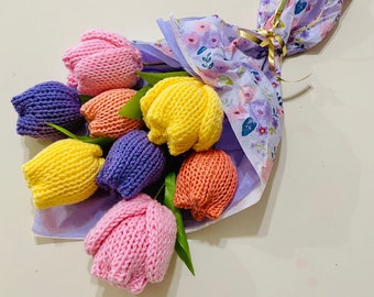 KNITTING MACHINE Tulip Pattern - Knitting Flower Pattern - Tulips Pattern - Flower Knitting Pattern for Decor and Bouquets