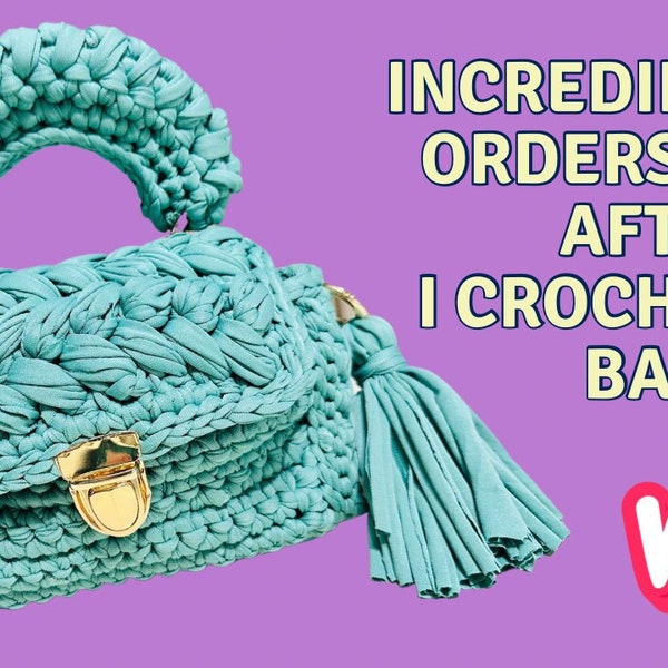 INSTANT DOWNLOAD Crochet Bag Pattern T-shirt Yarn Bag 7-9 mm Crochet Bobble Bag